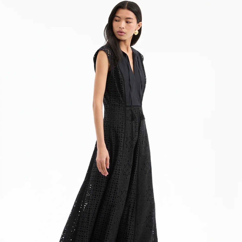 Veronica Beard Alina Eyelet Black Maxi Dress - Picture 3 of 6